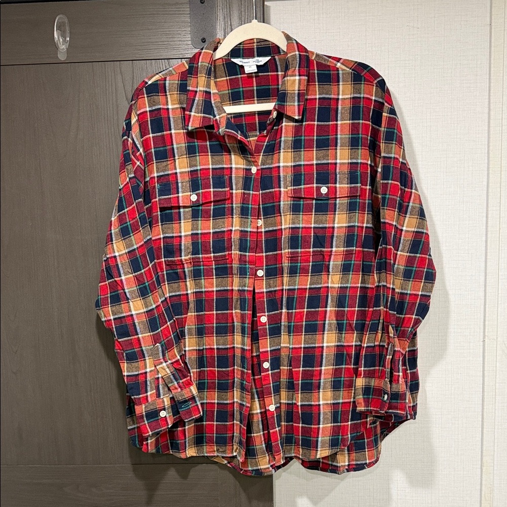 Ladies Old Navy Plaid Button Down Flannel Shirt